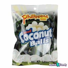 Philippine Brand Dried Coconut Balls Chewy Fruit Candy Snacks 18 pcs 3.52 oz