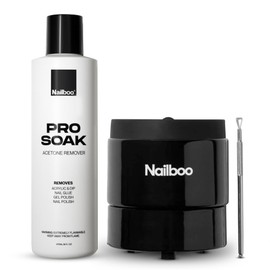 Nailboo Acetone Nail Polish Remover & Heated Soak Off Bowl Kit – Pure Acetone 16fl oz & Electric Nail Removal System for Dip Powder, Gel Polish, Acrylic & Press Ons