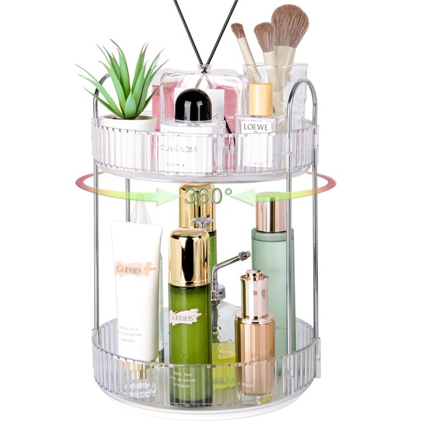 Niluks 360 Rotating Makeup Organizer for Vanity, Large Capacity Spinning