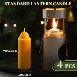 Natural Beeswax Lantern Candles Compatible with UCO Lantern,12 Hour Burn Time, Beeswax Emergency Candles for Power Outage, Camping, Survival, Outdoor(4 Pcs)