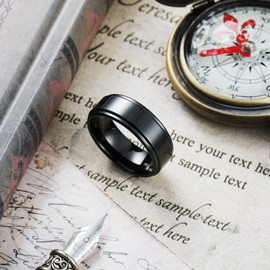 King Will 8mm Black Mens Tungsten Carbide Ring High Polish Wedding Rings Step Edge Polished Inner Wedding Band for Men Women 12