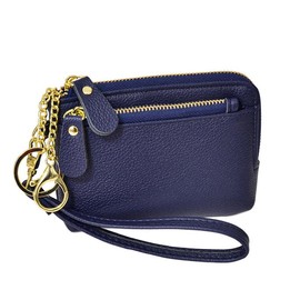 Belijoeuri Portemonnaie Damen,Geldbeutel Damen,Kleines Portemonnaie Damen,mit Reißverschluss, modernes Design, ideal für Karten, Bargeld, Münzen und Schlüssel, Dunkelblau Auf (Blau)