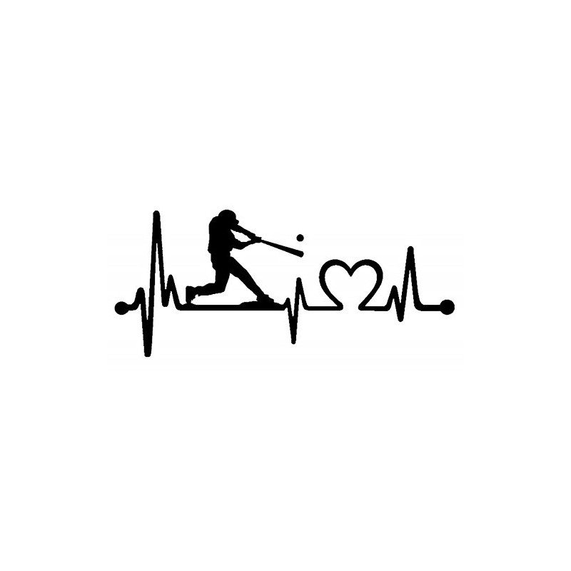 Bluegrass Decals K1075 Baseball Guy Batter Batting Heartbeat Lifeline Decal