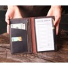 Server Book Organizer with Zipper Pocket, Genuine Leather Restaurant Guest