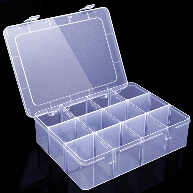 SRNYJAO Plastic Tackle Box, Large 12 Grids Clear Tackle Box
