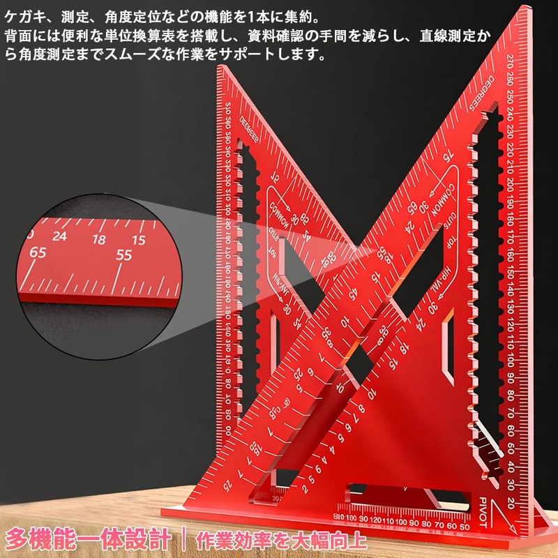 KASELIN Triangular Ruler, Woodworking, Right Angle Ruler, Circular Saw, Aluminum