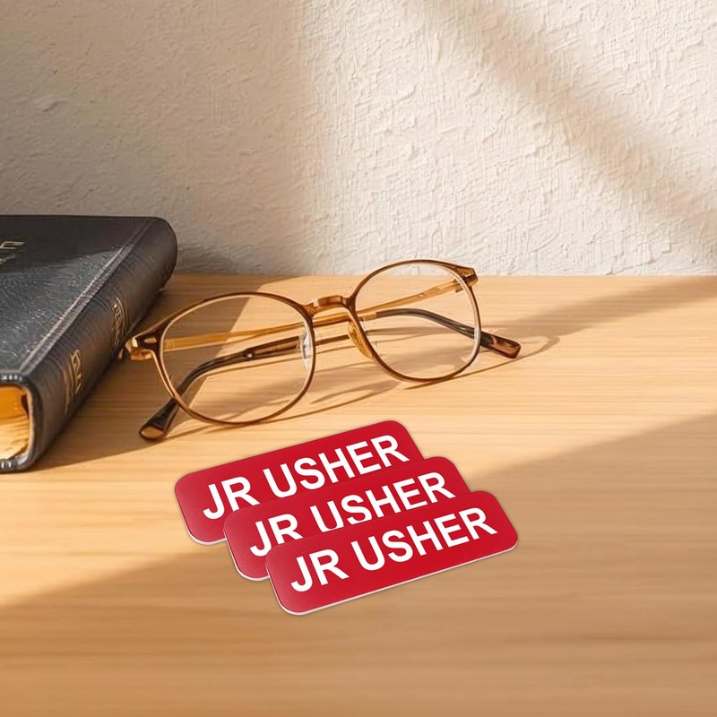 Jr Usher 1 x 3 Name Tag, Brushed Gold (10