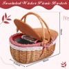DoubleFill Wicker Insulated Picnic Basket with Lid Wicker Picnic Basket