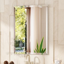 VocalStar Frameless Bathroom Mirror, 24" x 36" Rectangle Wall Mirror with Beveled Edge, Modern Decorative Vanity Mirrored for Living Room, Entryway, Bedroom | 1/4-Inch Shatterproof Glass