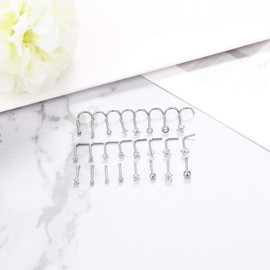 Dochais 36-44 Pieces Nose Studs L Shape, Nose Stud Stainless Steel, Nose Ring Silver Gold, Nose Piercing Plug, Small, Nose Ring Piercing Set, Nose Rings Hoop Septum Rings for Women Men 20G, Stainless