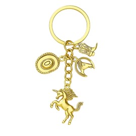 Cowboy Keychain with Hat, Boots, Bull Skull, and Horse Charms, Western Inspired Accessory for Women for Car Keys Purse Backpack