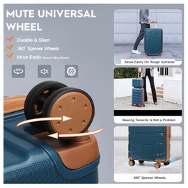 Joyway 24 and 28 inch Carry On Luggage Sets, Lightweight Rolling Hardside Checked with TSA Lock Suitcase with Spinner Wheels for Women and Men Travel Baggage Dark Blue