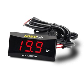 Motorcycle Voltmeter, Waterproof, Voltmeter, For Motorcycles, Scooters, Small Voltmeter, For Voltage 12V, With Low Voltage Alarm Function (Red)