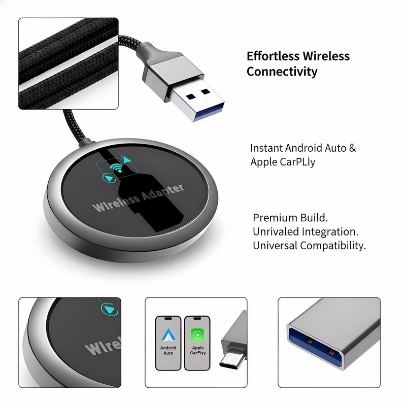 GPY 2-in-1 Wireless CarPlay Adapter 2026 for Apple & Android