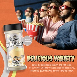 White Cheddar Cheese Powder – Premium Cheesy Popcorn Seasoning – 2 Pack Gourmet Sprinkle Topping for Popcorn, Chips, Pasta, Fries, Pretzels, Sauces, Snacks, Meals, Parties – Bold Sharp Flavor