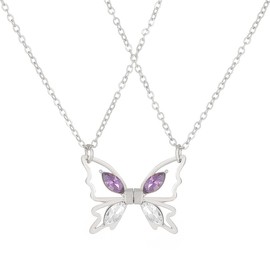 Best Friend Necklace for 2 Magnetic Butterfly Necklaces Glitter Rhinestone Friendship Necklaces for Two Girls Friends Birthday Anniversary Christmas Gift for Bestie