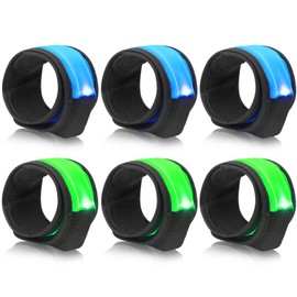 Led Band Slap Bracelets Wristband for Running Walking Night Safety, Adults Kids Adjustable Light Up Armband Reflective Strips for St. Patrick's Day Cycling Concert Camping Outdoor Sports Party(6PCS)