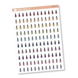 Nail Polish Bottle Icon Planner Stickers | Hand Doodled Pain Nails Labels | I-445 (Muted Rainbow)