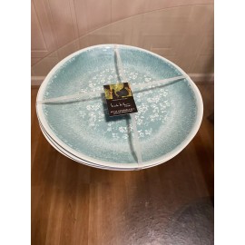 NICOLE MILLER  Spring Floral Print MELAMINE Dinner Plates Set 4  10.5”