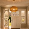 Phaosio 12.4" Boho Rattan Chandelier Hand Woven Rattan Pendant Light