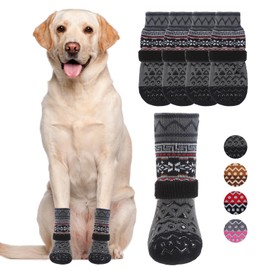 KOOLTAIL Dog Socks to Prevent Licking Paws for Hardwood Floors Anti Slip, Winter Warm Dog Boots&Paw Protector with Grippers, Double Sides Dog Shoes Booties for Small Medium Large Senior Dogs Grey S