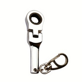 Michear Ratchet Spanner 180°Flex-Head Keyring Combination 10mm Portable Ratchet Ring Wrench (Silve)