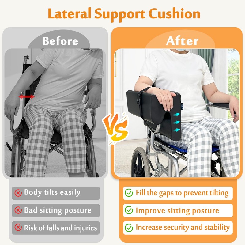 Mybow Lateral Support for Wheelchair Arm Trough, Armrest Pad Cushion