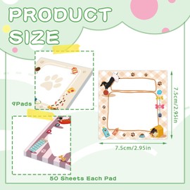 ZCPTZ 9 Pcs Cute Dachshund Notepads 3" x 3" Self-adhesive Note Pads Fun Memo for Work Office Supplies School Home - 450 Sheets Reusable Dachshund Sticky Notes