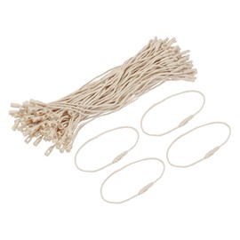 sourcing map Polyester Rope Hang Tag String Snap Lock Pins Loop Price Tag Fastener Plastic Tags Ties 190mm/7.48 Inch Length,1mm/0.04 Inch Dia,Pack of 100,Beige