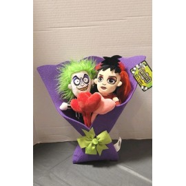 Ruz BEETLEJUICE & LYDIA Valentine's Day 13" Plush Bouquet 2025 Ruz NEW Hearts