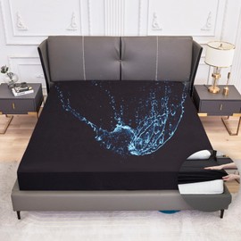 Arcona Mattress Protector 90 x 200 cm, Fitted Sheet Style Waterproof Mattress Protector 90 x 200 cm, Waterproof and Breathable Mattress Cover, Moisture Protection, Washable Bed Sheet, Black