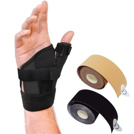 WALLFID Adjustable Thumb Stabiliser Set, Unisex, One Size, Includes 2 Rolls of Kinesiology Tape for Thumb Support, Ideal for Relief