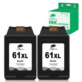 COLORETTO 61XL Ink Cartridges for Deskjet 2549 2541 2540 1510 1512 3050 3510 Envy 4500 4502 5530 OfficeJet 4630 4635 Printers as Replacement of HP 61 XL hp61 hp61xl hp Ink 61 (2 Black)