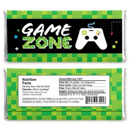 Big Dot of Happiness Game Zone - Candy Bar Wrapper Pixel Video Game or Birthday Party Favors - Set of 24