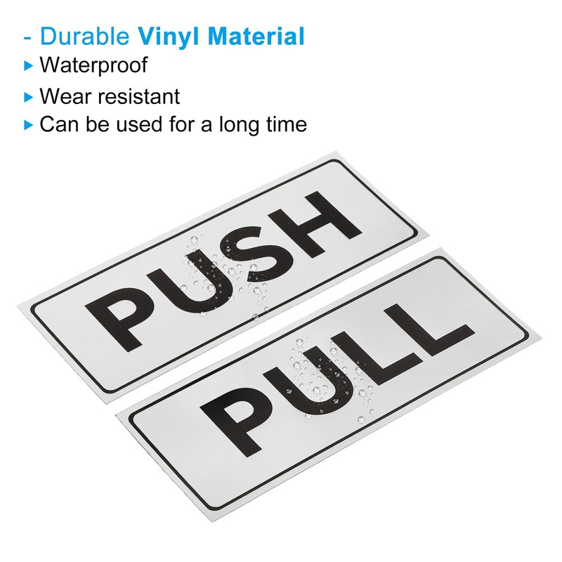 PATIKIL Push Pull Sticker Sign, 2 Pcs 6"x2.4" Self Adhesive