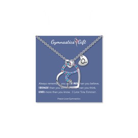 LINY 14K Gold Plated Gymnastics Necklaces Initial Letter Rainbow Gymnastics Necklace Jewelry Sport Gymnastic Gifts for Women Friend Gymnast Mate Gift (Letter Q)