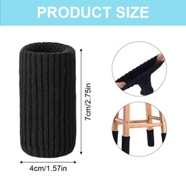 Pack of 18 Chair Socks Elastic Furniture Socks Knitted Felt Chair Leg Caps Thick Bottom Non-Slip Pads for Furniture Table Floor Protection Avoid Scratches and Noise (Black)
