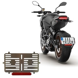3D Carbon Design 1 x License Plate Holder 240 x 130 mm Frameless 100% Stainless Steel (Rust-Proof) 0.8 mm Thick with Rear Reflector Red for Motorcycle Scooter (130 R)