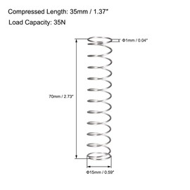 TA-VIGOR 5Pcs Compressed Spring, 15mm OD,1mm Wire Size, 70mm Free Length Dual Extended Durable Dual Hook Tension Spring for Furniture Screen Doors Repair Projects