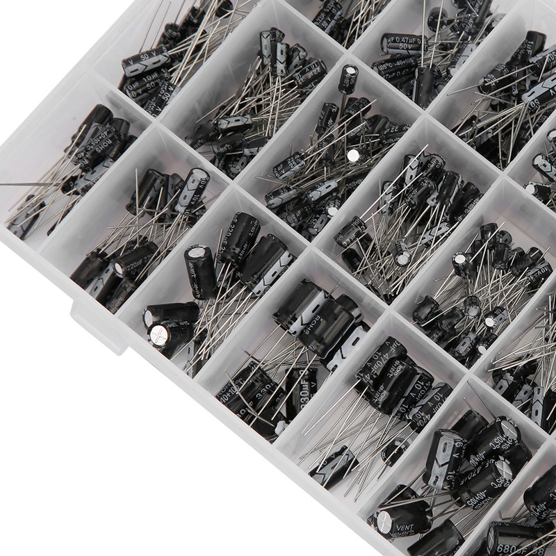 545Pcs 24 Models 0.1uF-1000uF Aluminum Electrolytic Capacitor Assortment Kit with