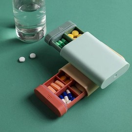 OC1147 Vitamin Portable 6-Compartment Mini Pill Organizer Case 1PC Gray White (1147-1) 4ea