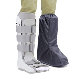 ARUNNERS Walking Boot Cover for Medical Brace Orthopedic and Fracture Cast with Integrative Slip-Resistant Rubber Sole (Black, Tall, Medium)