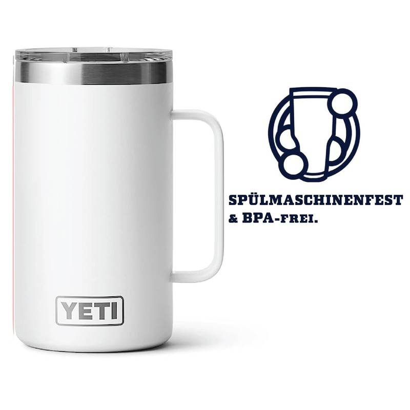 YETI Rambler Jug, Stainless Steel, White, 24 oz (710 ml)