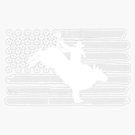 HOF Trading Rodeo Cowboy Bull Riding USA Flag 4Th of July Us America Vinyl Sticker Waterproof Decal Laptop Wall Window Bumper Sticker 5"