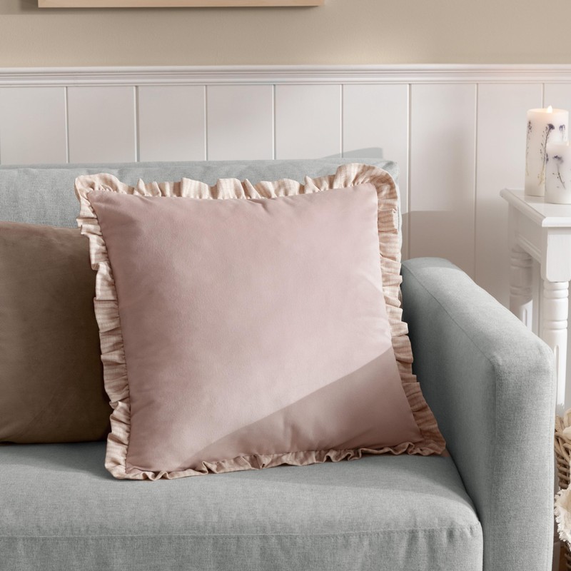 furn. Wylder Solene Ruffle Copricuscino – Velluto Pastello Morbido Bordo