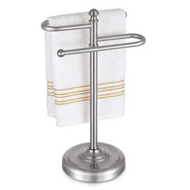 Hand Towel Stand,304 Stainless Steel Hand Towel Holder for Bathroom Kitchen Counter，14.5 Inch S-Shape Weighted Base Standing Hand Towel Rack Bar Holds 2 Towels (Brushed Nickel)
