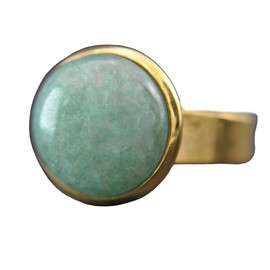 Ring Gold Damen Edelstahl - Goldring mit Edelsteinen - Verstellbares Design mit Nat√ºrlicher Jade - Elegantes, Handgefertigtes Accessoire - Perfektes Geschenk f√ºr Sie