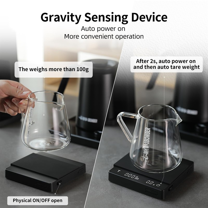 MHW-3BOMEBR Espresso Scale with Auto Timer, Rechargeable Coffee Scale for