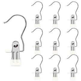 Hangers Clips,Stainless Hooks for Closet Hooks,Laundry Hanging Hooks,Travel Portable Clothes,Boot Tall Towel Hats Socks Pants and Bras (10, Pure White)