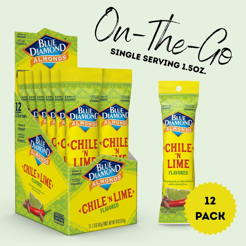 Blue Diamond Almonds, Single Serving Chile N Lime Flavored Snack